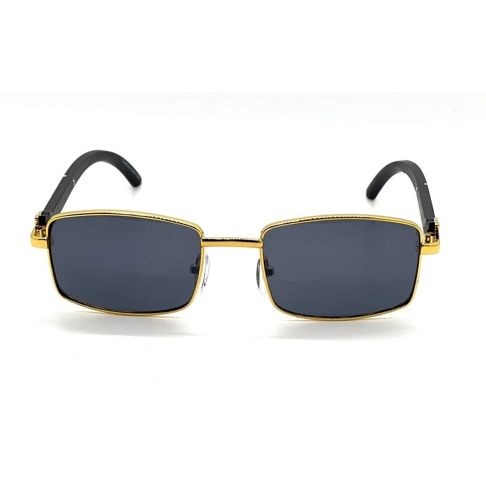 Mens Gold Frame Rectangle Sunglasses Fashion Modern Style Sun Glasses Shades New